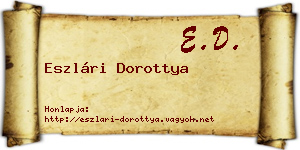 Eszlári Dorottya névjegykártya